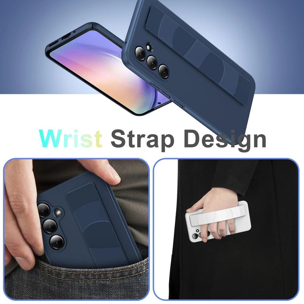 Handyhülle mit Handschlaufe für Samsung Galaxy S25 S24 S23 Ultra Plus Fold 6 5 4 5G Schutzhülle Silikonarmband Matt, Blau, für Galaxy Z Fold6