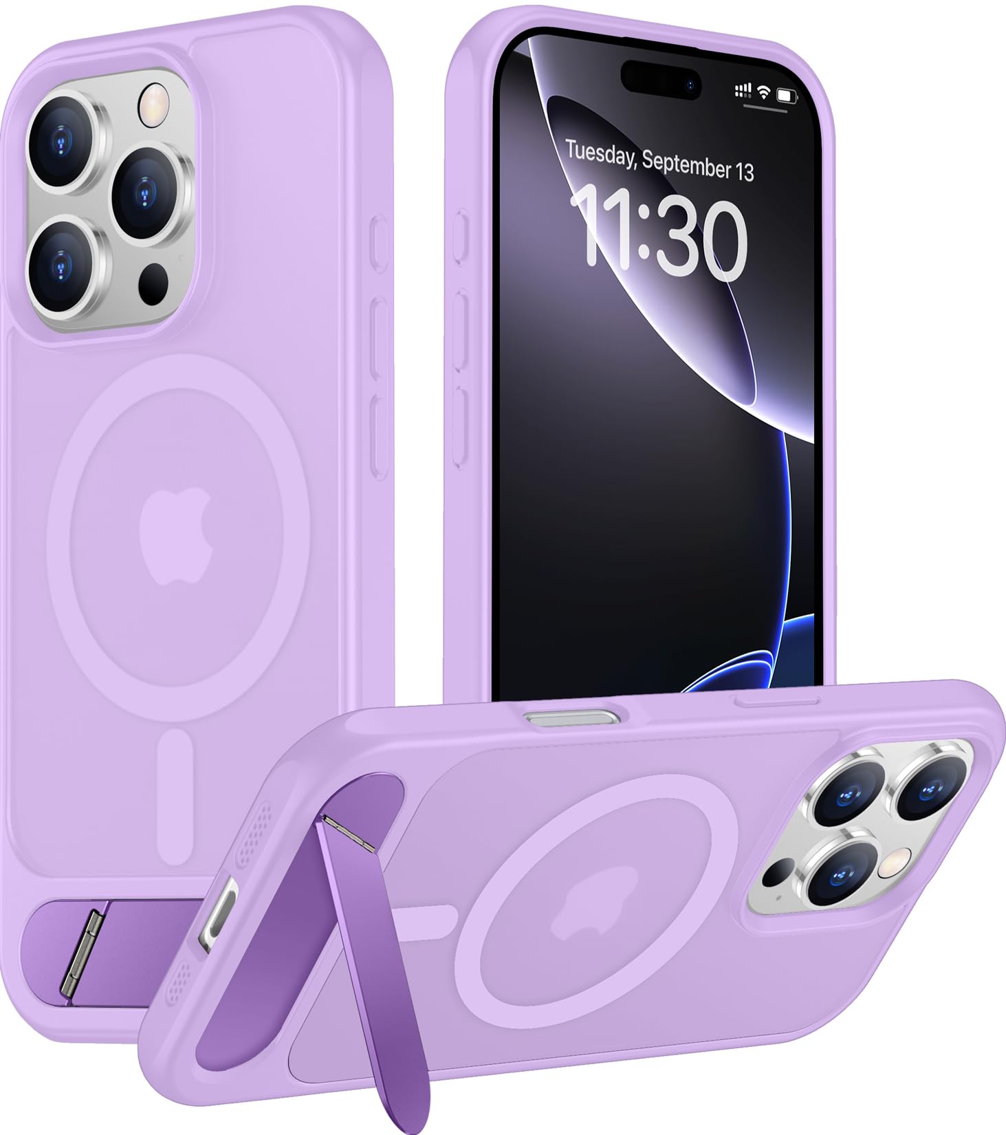Temdan Magnetic Compatible with iPhone 16 Pro Max Case, [Built-in Invisible Kickstand][Compatible with MagSafe][Military Grade Shockproof] Slim Translucent Matte Phone Case for iPhone 16 Pro Max 6.9"