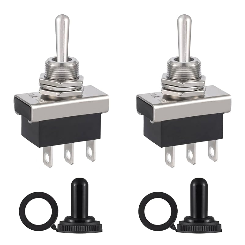 Chave alavanca VEXUNGA KN3D-103 SPDT 12 V 25 A ON-OFF-ON com capa impermeável – Kit com 2 unidades