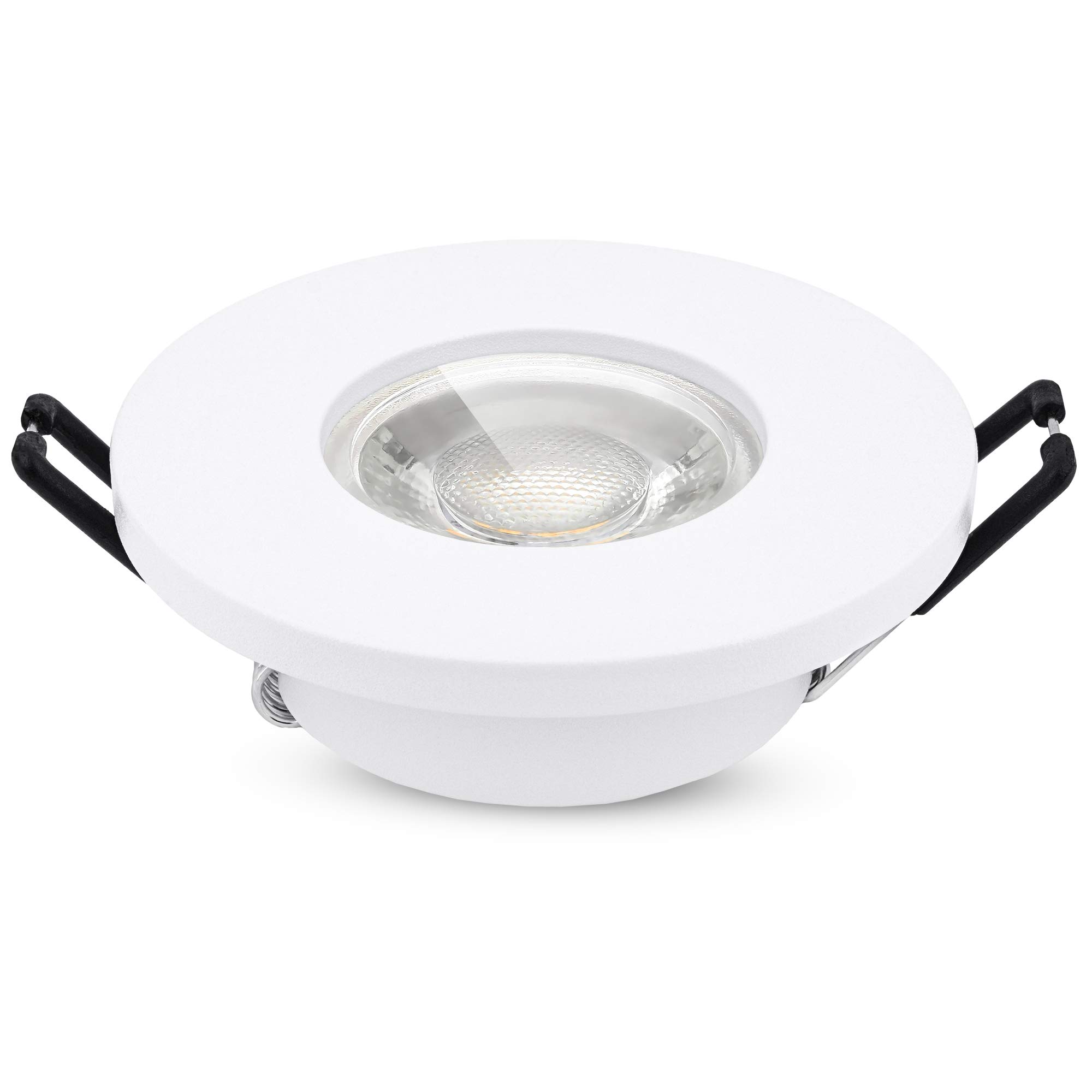 linovum 10 Stück ISAWO LED Einbaustrahler Bad rund & weiß IP65 für Außen & Dusche - LED GU10 5W warmweiß 230V Deckenstrahler
