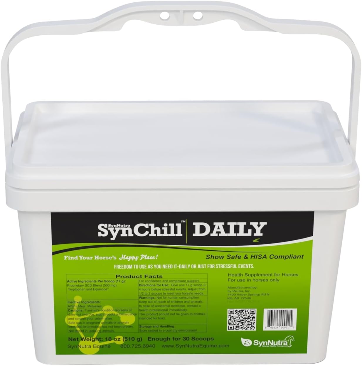 SynNutra SynChill Daily Confidence and Composure Support for Horses, Designed for Focus & Performance, Approved by Olympians and Veterinarians, Daily Pellets -30 Doses, Made in USA