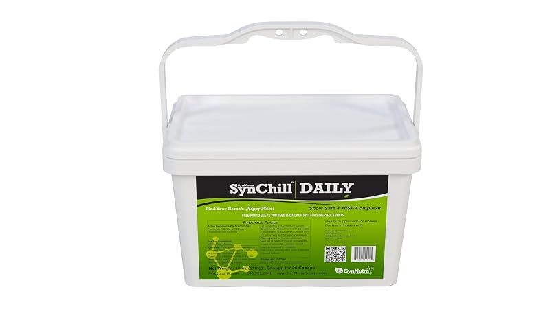 Suplemento para equinos SynNutra Equine SynChill Daily em pellets com 5-HTP, 30 doses (aprox. 722 g)