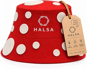 Halsa Sauna Hat, Natural Wool Cap for Men & Women, Mushroom - Eco-Friendly, Insulating, Handmade, Breathable Spa & Banya Headgear, One Size, Stay in Sauna Longer