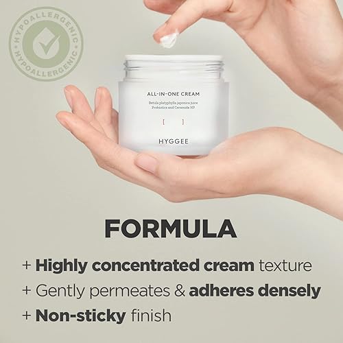 Miniatura 5 de HYGGEE Crema todo en uno  Hidratante facial de alta barrera de humedad para piel seca, probióticos y cerámica, crema hidratante no pegajosa, sin