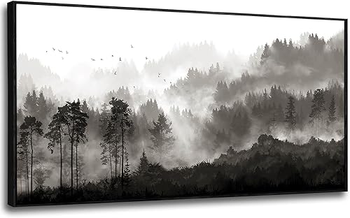 Lienzo de bosque para pared, pintura de árbol, arte de pared para sala de estar, lienzo negro, decoración de dormitorio, oficina, decoración del