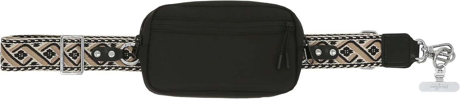 Pavilion Gift Company - Black Jacquard - Adjustable Crossbody Phone Holder Pouch Purse Lanyard Accessory