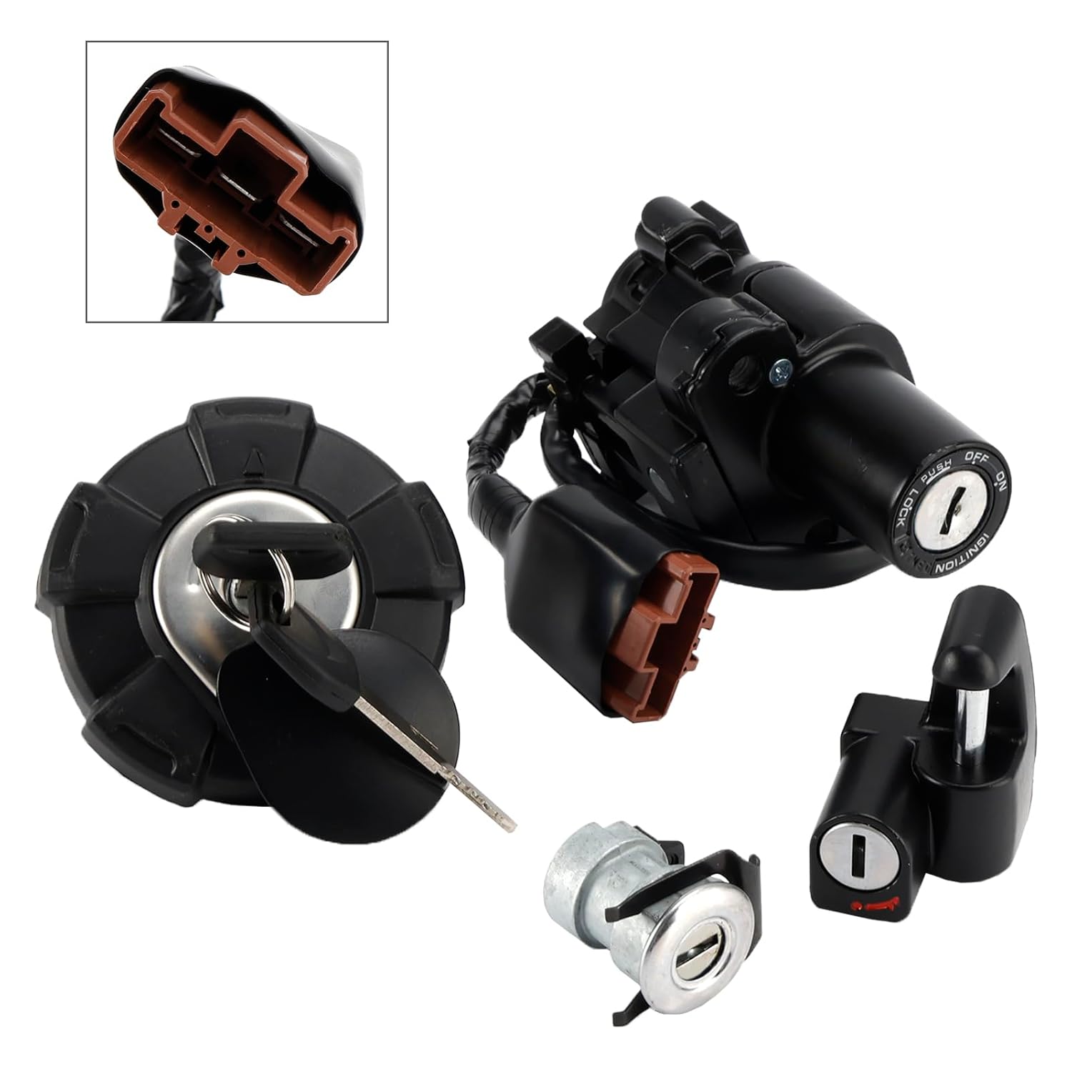 Areyourshop Ignition Switch Lock Set for Honda CRF300L/CRF300LAAC/CRF300LAC/CRF300LA 2021-2022, CRF300LAM/CRF300L ABS/CRF300LM 2021, CRF300LAP/CRF300LP 2003, CRF300LAS/CRF300LS 2025 35010-K1T-A51