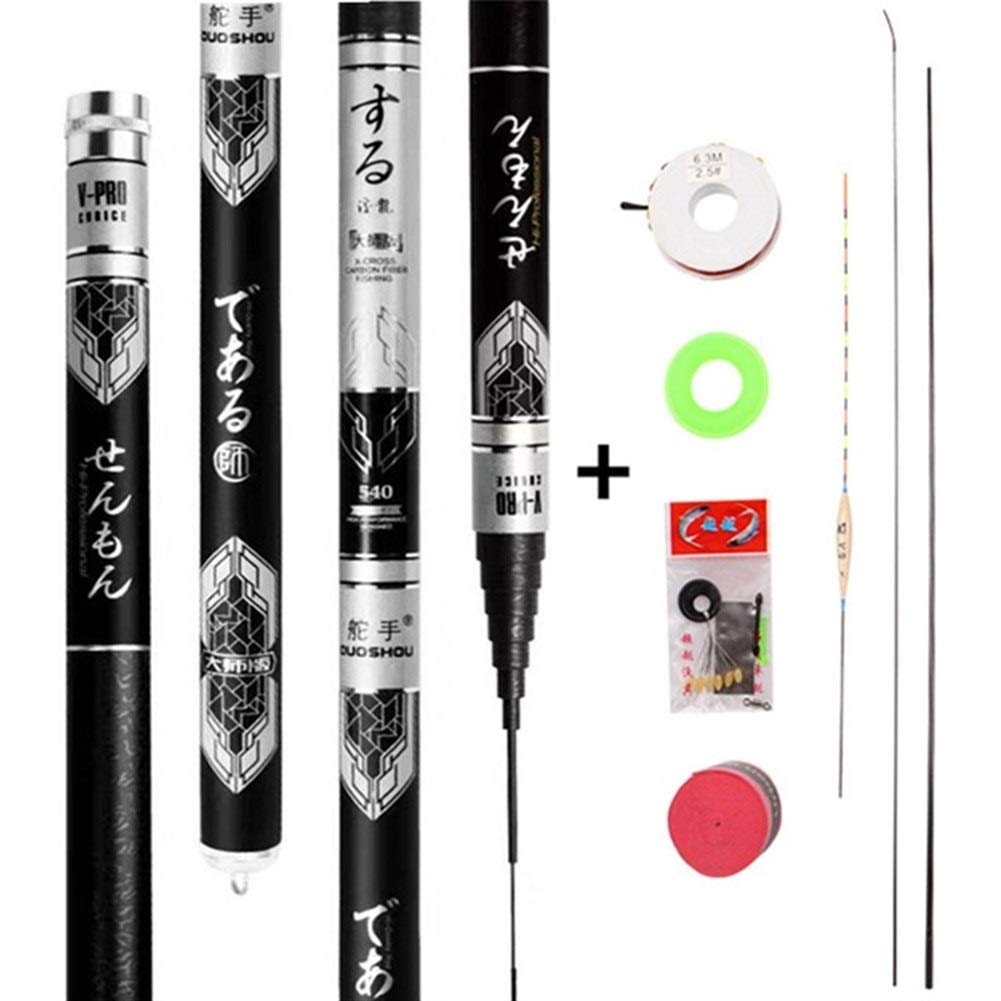 Canna da Pesca,Fishing Rod Canna da pesca telescopica in fibra di carbonio ultraleggera fatta a mano, canna da pesca con lenza fresca da 3,6 metri, 4,5 metri, 5,4 metri, 7,2 metri, 8 metri, 9 metri, 1