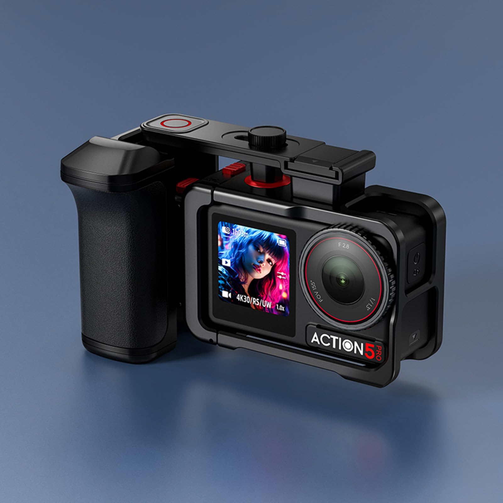 Zestaw metalowych uchwytów ulicznych do DJI Osmo Action 5 Pro / 4/3 z klatką, zestaw uchwytów fotograficznych, magnetyczne szybkie zwalnianie, przycisk migawki, zimna stopka, osłona obiektywu