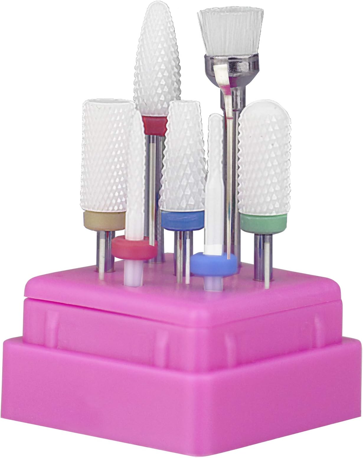 Ceramic Nail Drill Bits Kit 7pcs, 3/32'' (2.35mm) Lumcrissy Professional Acrylic Nail File Drill Bit for Manicure Pedicure Cuticle Gel Nail Polishing