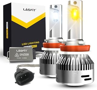 LASFIT LDplus H11 H8 H9 Switchback LED Light Bulbs Fog Light 6000K White/3000K Amber Yellow Replacement for Honda Civic Accord for Toyota Tacoma 4Runner Tundra RAV4 Play and Plug(2 pack)
