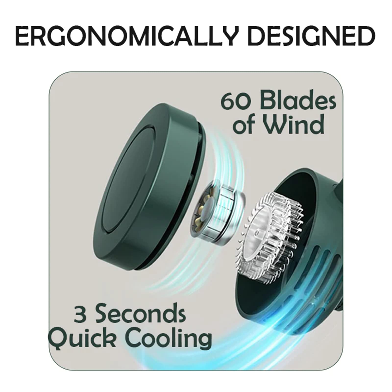 Portable Clip on Fan, Clip on Personal Fan Bladeless, ABS