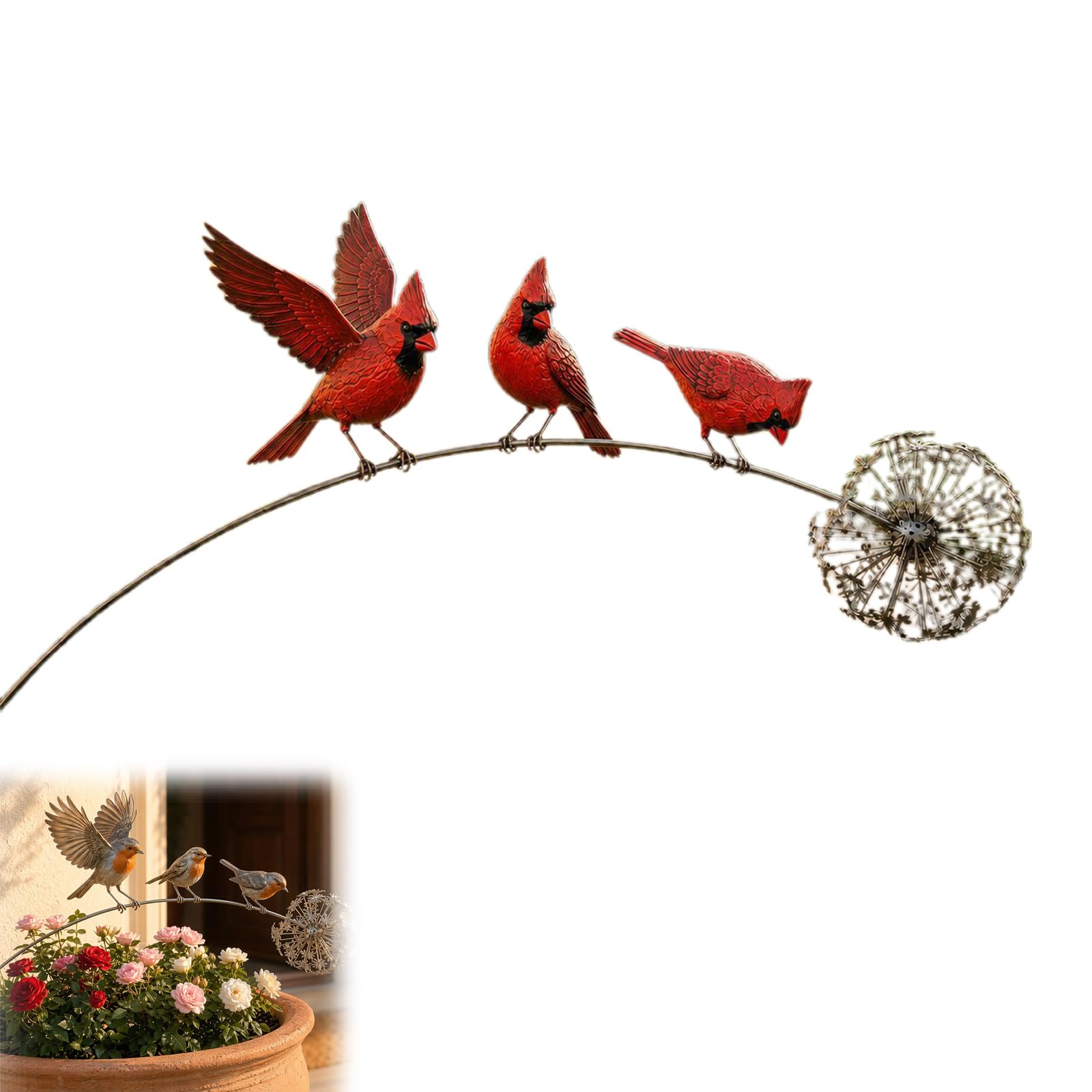 DR.AF Robin Garden Ornaments, Metal Robin Garden Ornament, Rustic Bird Statue Outdoor Decor Garden Ornaments Outdoor Weatherproof Lawn Art Gift for Nature Lovers & Gardeners