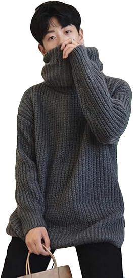 Amazon ニカ メンズ セーター ハイネック ゆる オーバーサイズ ニット セーター 無地 ケーブル編み ローケージ トップス 上着 柔らかい 韓国ファッション 秋服 冬服 おしゃれ シンプル セーター 通販