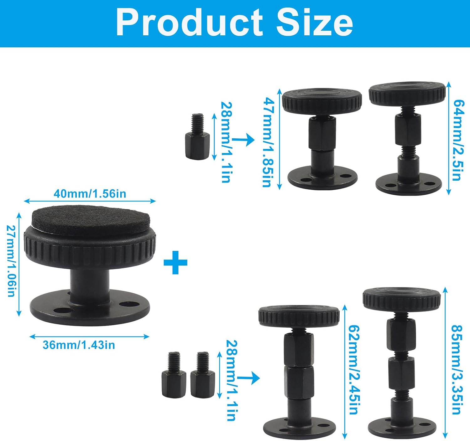 Adjustable Bed Frame Anti-Shake Tool, Black, 1.1-3.35in, 4Pcs