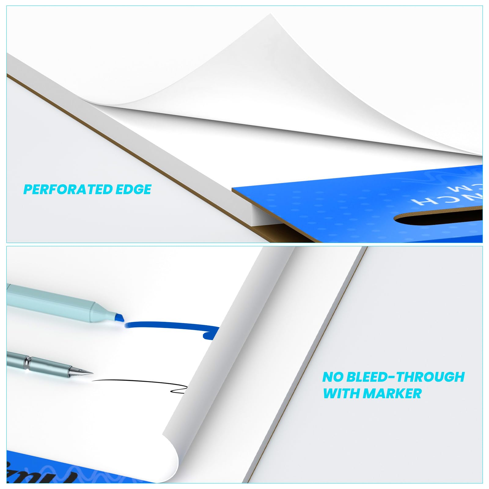 AILZFEI Carta per lavagna a fogli mobili per insegnanti, 63,5 x 76,2 cm, strisce adesive superiori e centrali, grandi fogli di carta autoadesiva, 30 fogli/blocchetto, 2 blocchetti, resiste al