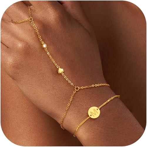 doubgood Gold Bracelets for Women, 5 Piece 14K Gold Plated Bracelet Stack Beaded Ball Jewelry Sets Gifts for Women