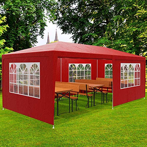 Preisvergleich Produktbild Deuba® Festzelt Rimini 3x6m rot / 18m² Pavillon mit aufrollbaren 6 Seitenwänden / 18 Rundbogenfenster / wasserabweisend / UV-Schutz 50 + / Farbauswahl
