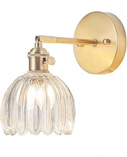 Miniatura 32 de Juego de 2 apliques de pared enchufables, apliques de pared vintage con pantalla de cristal transparente de tulipán, aplique de pared