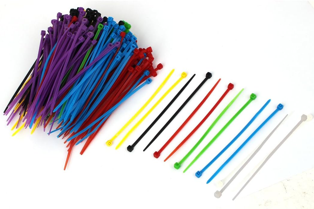 Aexit 3mm x Clamps 100mm Network Cable Wire Self Lock Zip Ties Assorted Strap Clamps Colors 350pcs