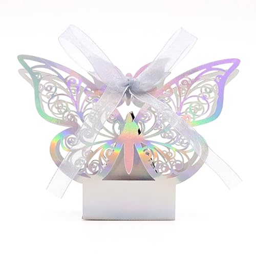 50 Pezzi Scatole per Bomboniere con Farfalle Tagliate Al Scatole