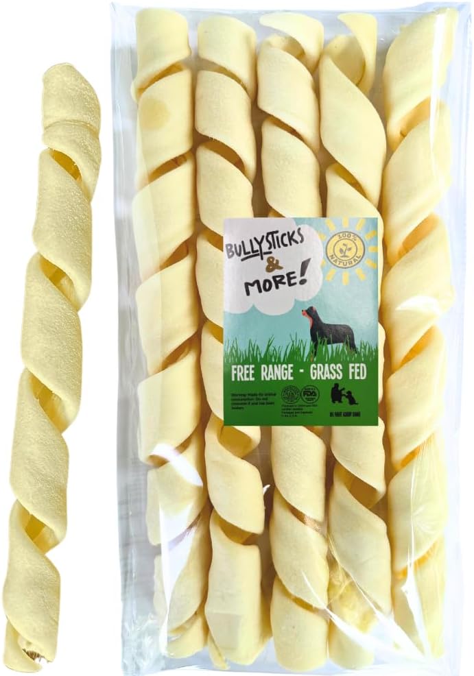 BULLYSTICKS & MORE 6 Inch Beef Cheek Springs for Dogs (20 Count) - Bully Springs Dog Chews - No Hide Bones