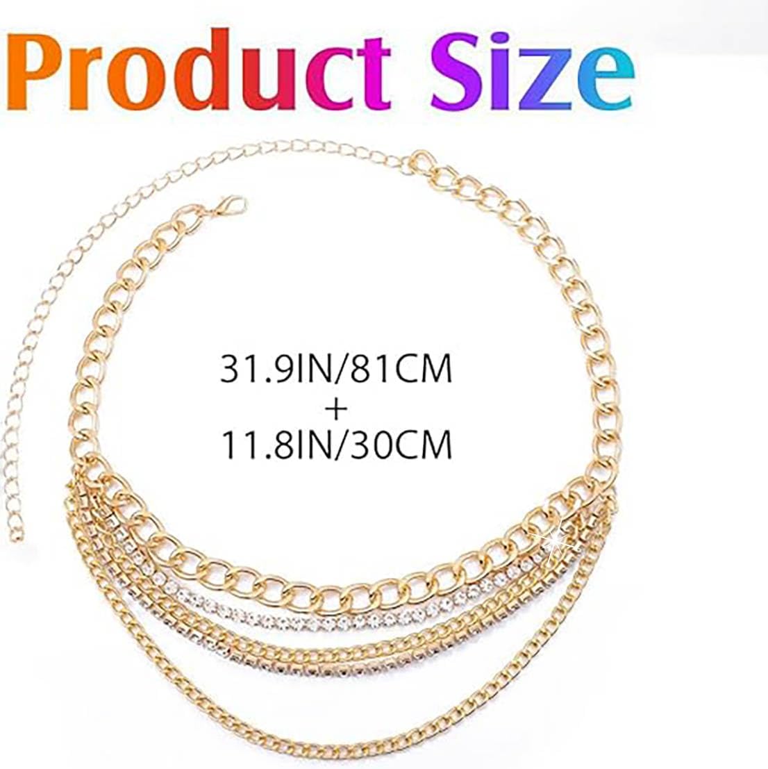 Multilayer Waist Chain Belts Cuban Rhinestone Sparkly Belly Chains Rave Body Jewelry Accessories for Women - Image 2