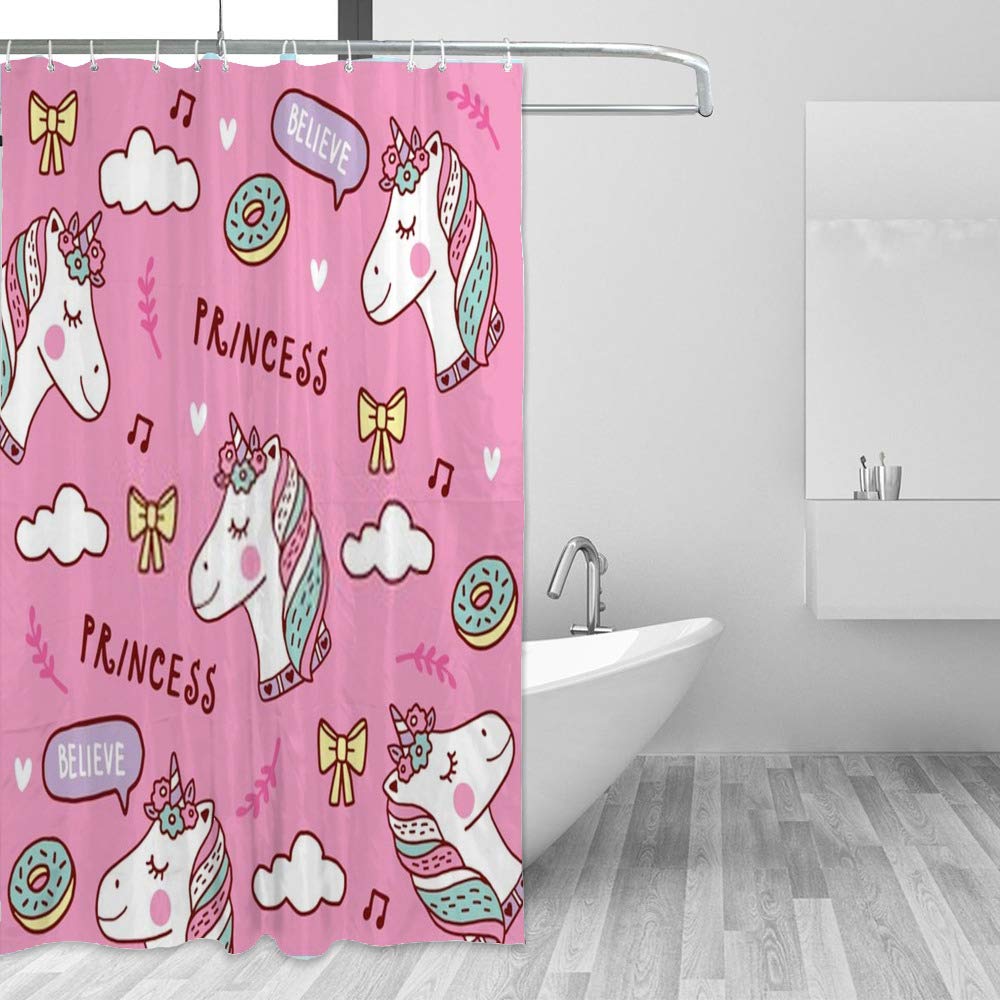 Rideau de douche licorne imperméable en polyester 150x180 cm