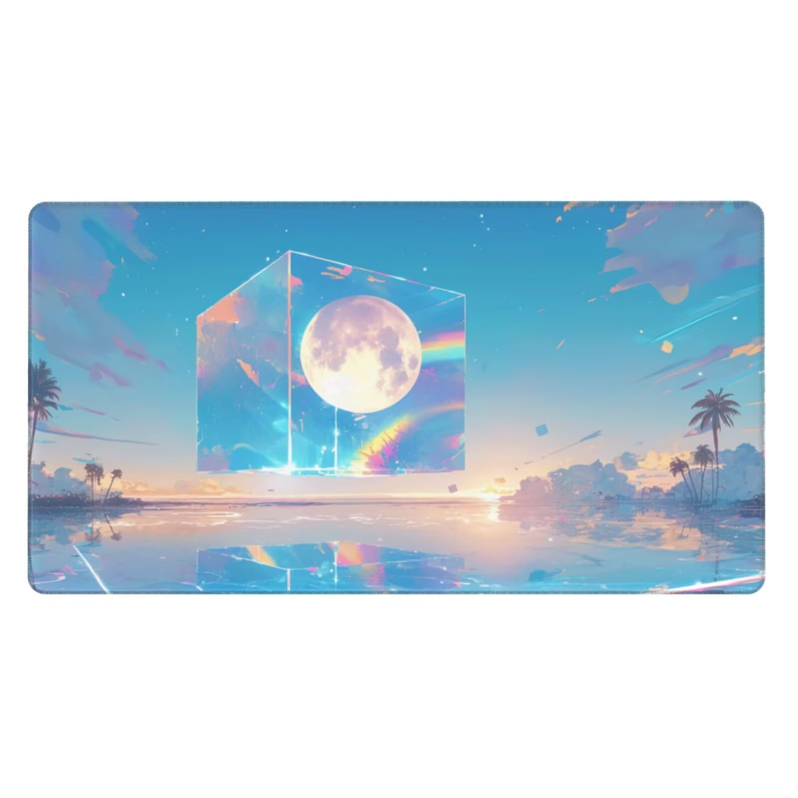 Alfombrilla de Ratón Gaming Grande XXL 1400x600x4mm con Bordes Cosidos, Tela de Micro Tejido, Base Goma Antideslizante y Mouse Pad, para Teclado Jugadores Escritorio, PC, Oficina Cristal de Luna Y6232
