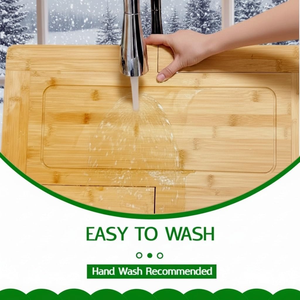 Kitchen Over The Sink Cutting Board - Expandable Cutting Board Over Sink, Bamboo Cutting Boards with Juice Groove