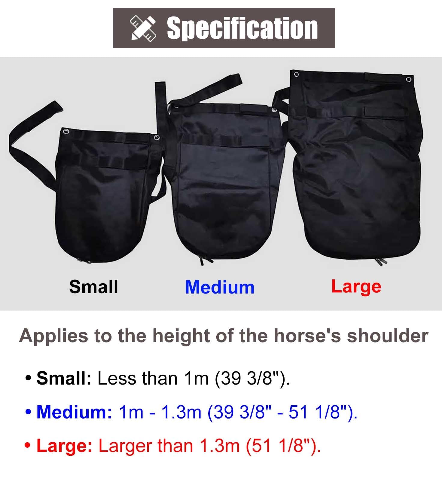 ZIMGOD Horse Poop Manure Bags for Small/Medium/Large Equine, Parade Travel Horse Manure Catching Tool, Black Equine Manure Storage Bag Diaper(Small)