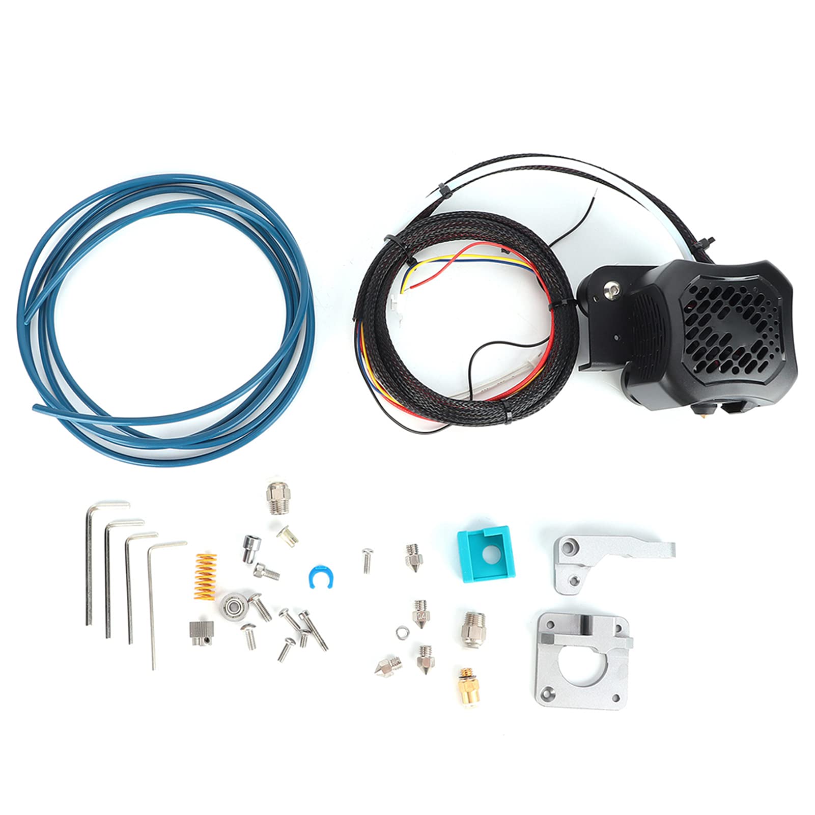 Aramox Kit Assemblato Estrusore Completo, Set Ugelli Estrusore in Ottone ABS in Lega di Alluminio, Tubo PTFE da 0,4 Mm DC24V Doppia Ventola Riscaldamento Raffreddamento per Utenti Stampante 3D Ender
