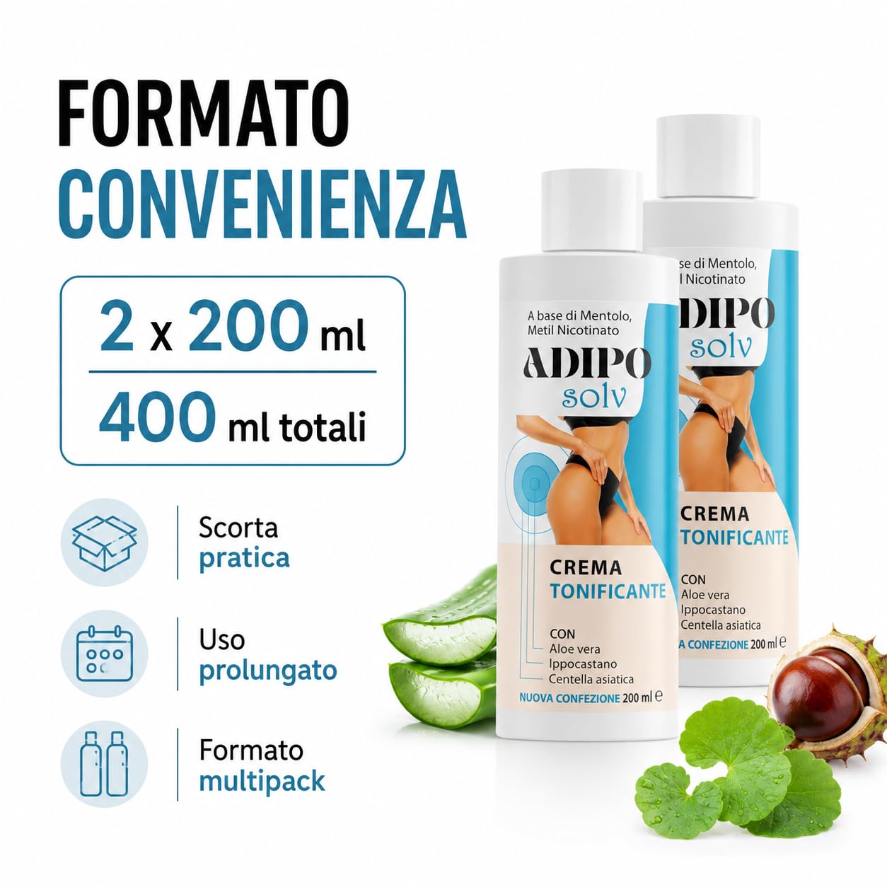 AdipoSolv Crema Sciogli Grasso 400ml – Liporiducente Snellente e Rassodante – Trattamento Anticellulite e Antismagliature