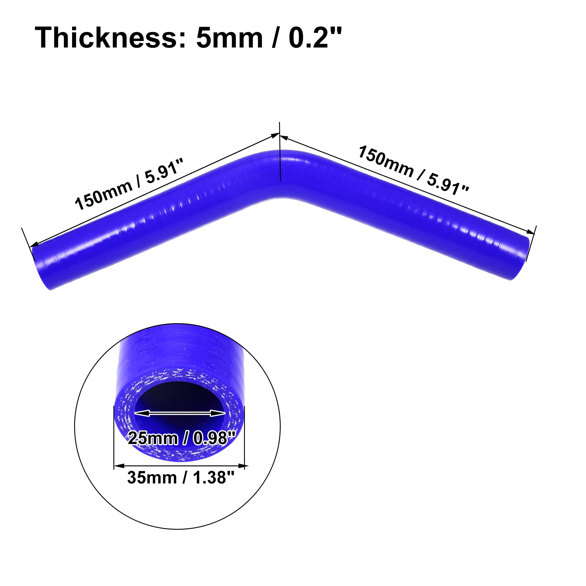 ABSOPRO Tuyau Refroidissement Silicone Bleu 25mm ID X 500mm - 0° Pour Liquide Refroidissement Moteur
