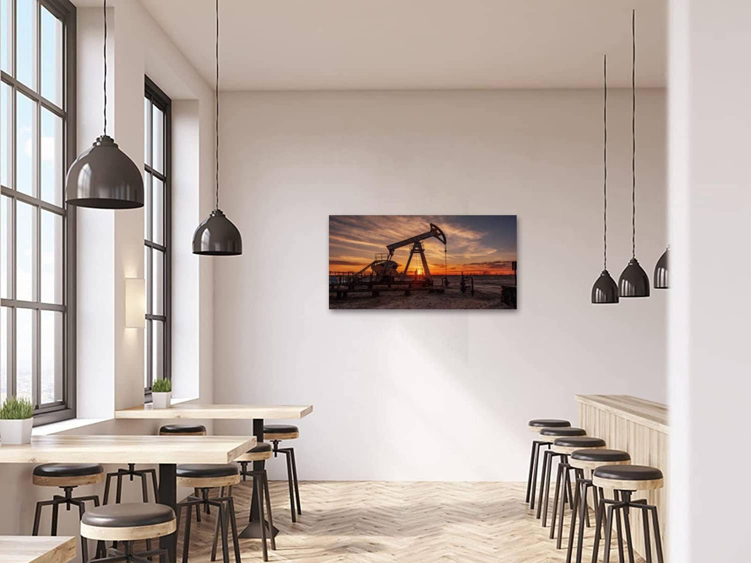 Wall Art Paintings Oil pump rig Oil gas production Oilfield site Pump are running Canvas Art Print wall Poster Artwork for living Room Bedroom Wall Decor and Home Decor 20 x 40inch x 1pcs