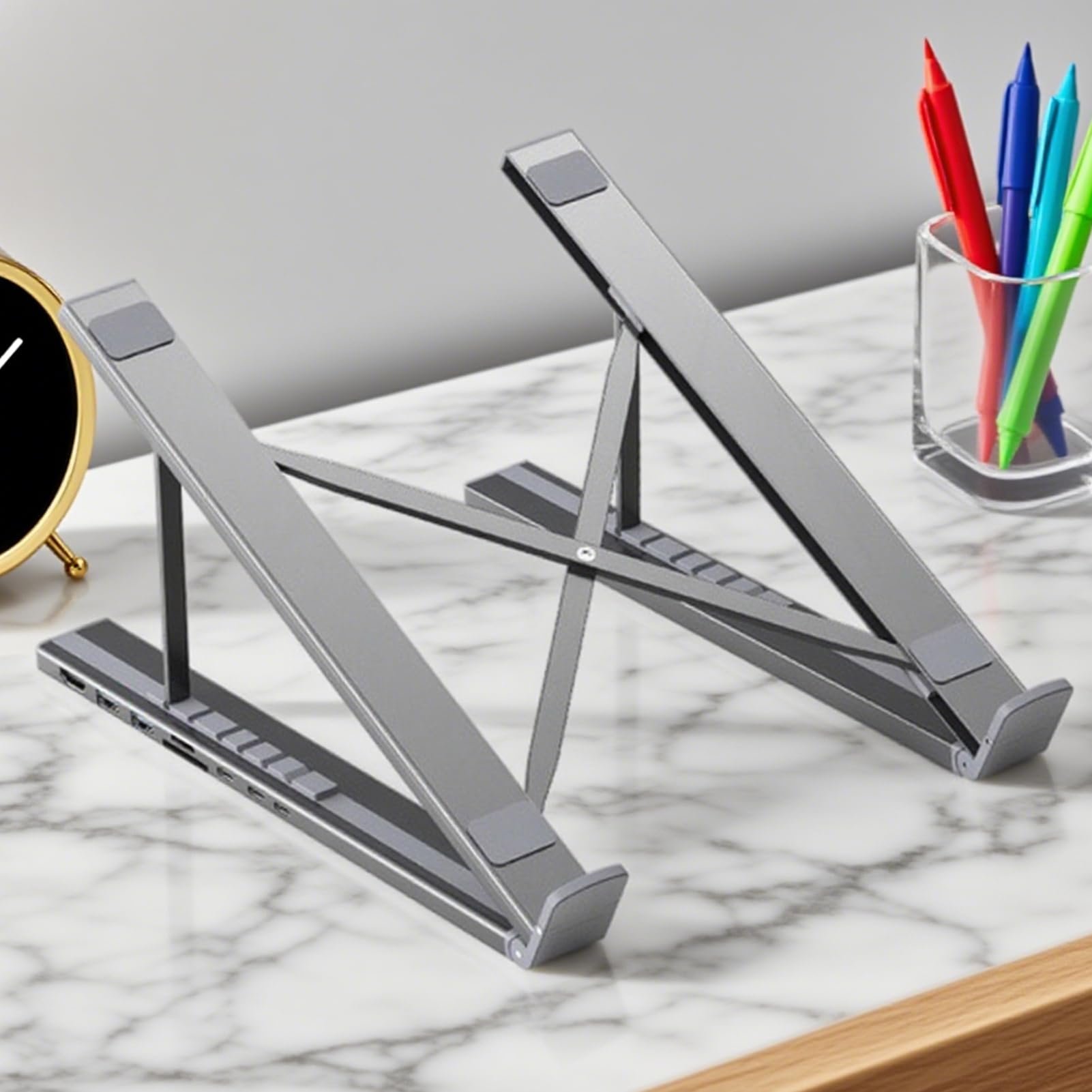 Base Para Portátil Con Puertos USB Hub USB C 8 en 1 con Refrigeración y | Soporte Ergonómico para Portátil Para Ordenador Portátil Tablet Computadora de