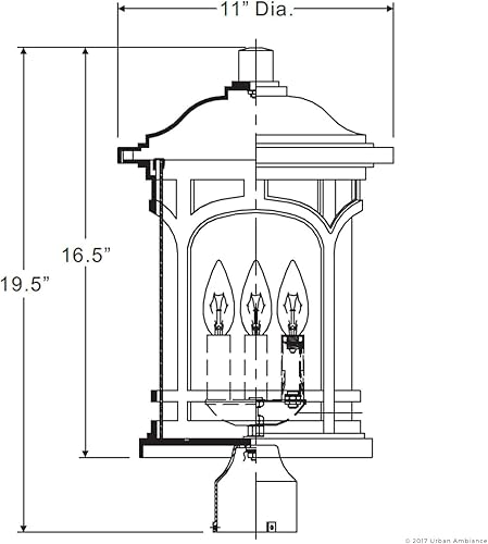 Miniatura 7 de Urban Ambiance Luz de poste rústica de lujo para exteriores, tamaño mediano 19 pulgadas de alto x 11 pulgadas de ancho, con elementos de estilo