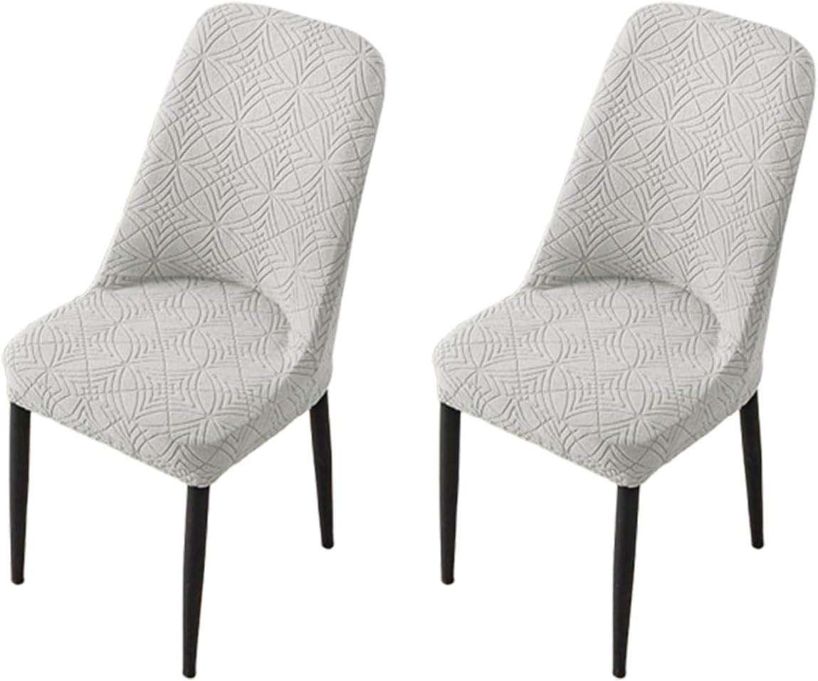 Curved Chair Covers Stretch Armless Chair Slipcover Removable Washable Slipcovers Protector for Kitchen Living Room Bedroom,Light Gray,2pcs