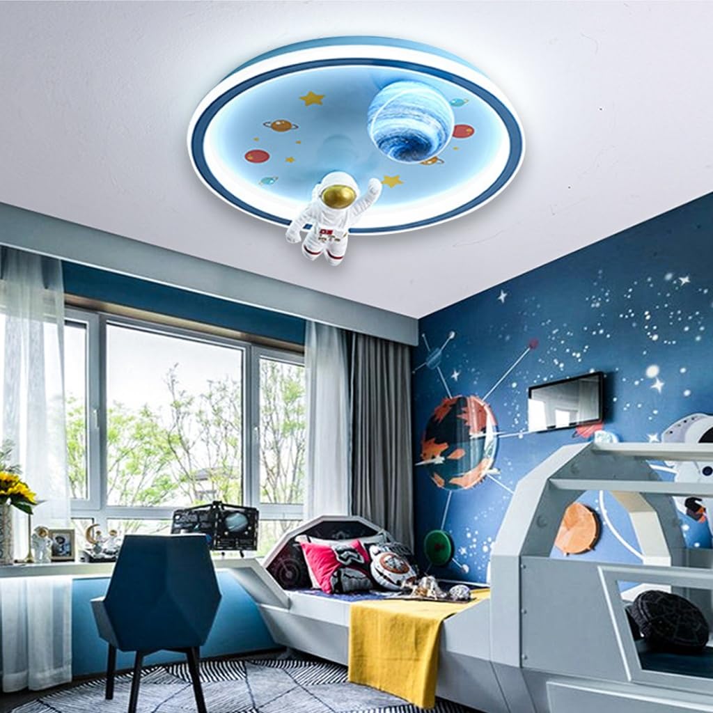 LED-Deckenleuchte Mit Ventilator Modern Deckenventilator Mit Beleuchtung Kreativ Astronaut Jungen Und Mädchen Zimmer Licht Mit Fernbedienung Schlafzimmer Decke Kindergarten Beleuchtung