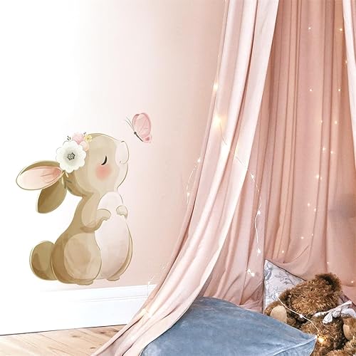 Miniatura 4 de Calcomanías de pared con diseño de mariposa y conejo, decoración de dormitorio de niños y niñas, calcomanías de pared de animales de safari de