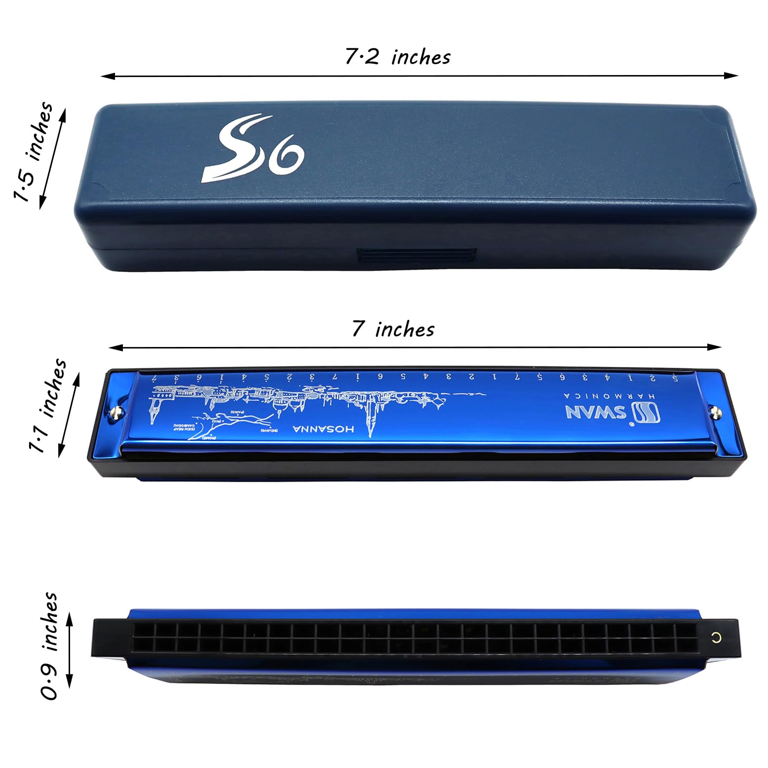 Harmonica Professional Harp Armonica Key Of C 24 Hole Polyphony Diatonic Mouth Organ With Case