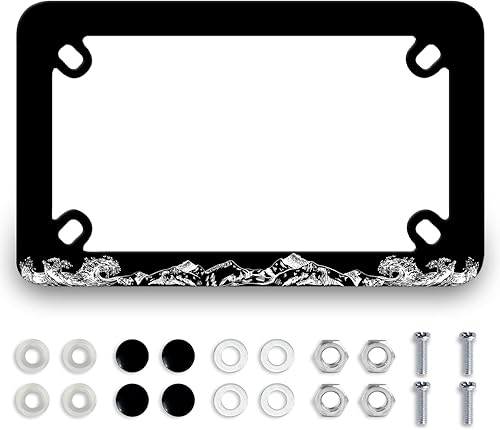 Miniatura 18 de Marco de placa de motocicleta con cruz de Jesús, bandera estadounidense, de acero inoxidable, divertido soporte para placa de motocicleta, soporte