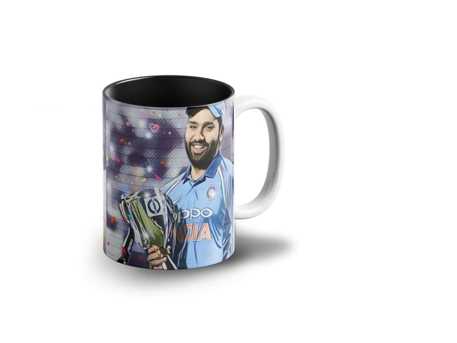 Prink Rohit Sharma Coffee Mug with Print | Cricket Coffee Mug | Rohit Sharma Printed Coffee Mugs | Cricketers Mugs | Gift for Friends, Kids | 330ml, Microwave & Dishwasher Safe