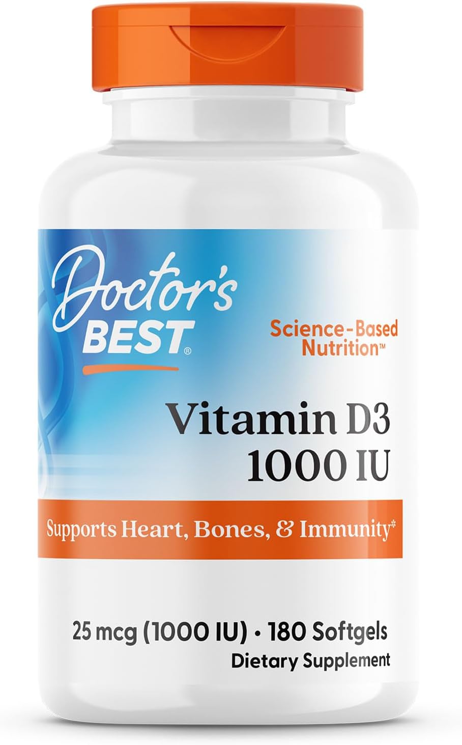 Best Vitamin D3 1000 IU, Softgel Capsules, 180-Count
