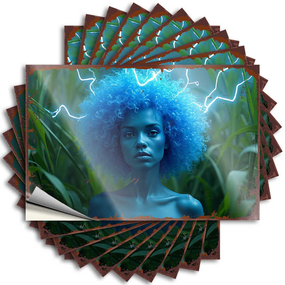 Electric Blue: A Vision of Nature's Power Necessities Optical Illusion - Decals Bumper Waterproof Decal(12X18CM)
