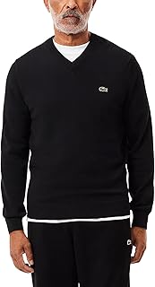 Lacoste Men's Monochrome Cotton V-neck Sweater