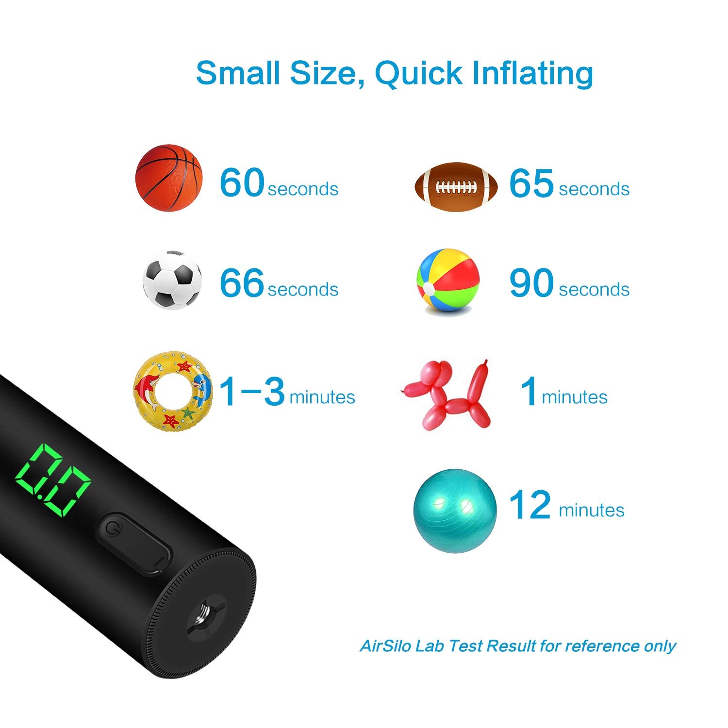 Elektrische schnelle Ballpumpe mit LED-Manometer (max. 15 PSI) mit Nadeln, für Sportbälle (Fußball, Basketball, Volleyball, Rugby, Fußball, Strandball, Schwimmring usw.