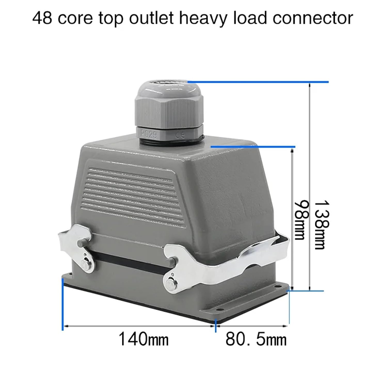 Rectangle Heavy Duty Connector HDC-HE-04/6/16/20/24/32/48 Core Pins Industry Socket 500V 16A 1Pcs