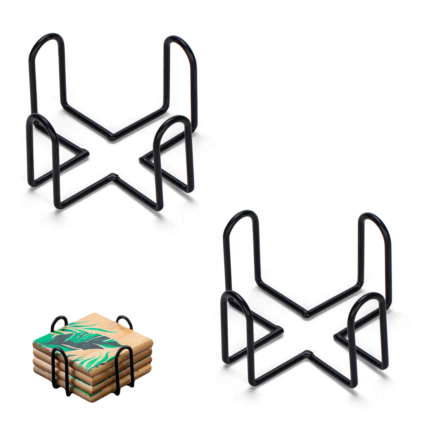 Posavasos Soporte de Metal 2 Piezas, Hierro Colocación Vajilla para Cocina y Sala