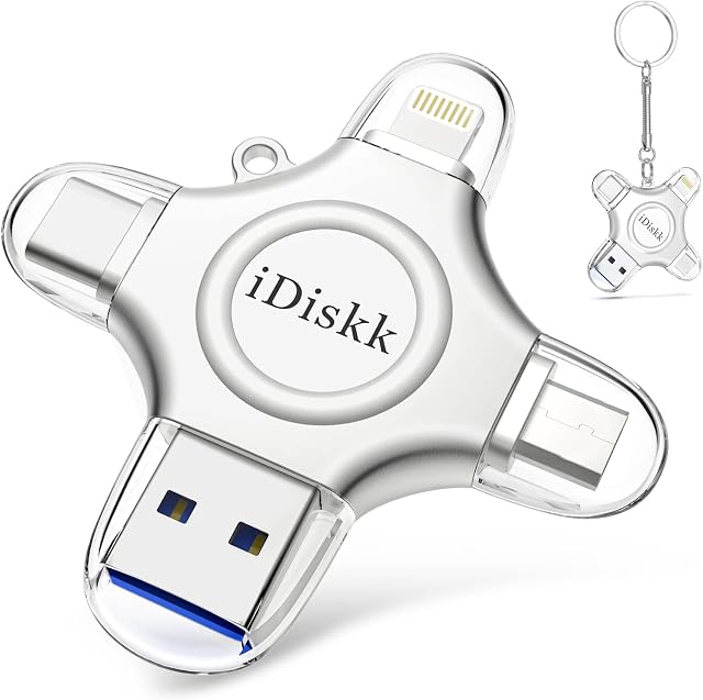 iDiskk 256GB lightning USB Stick for iPhone,MFi certified iPhone Photo stick work with iPhone/USB-C iPad and Android Phone, External iPhone storage Memory stick to backup iPhone photos